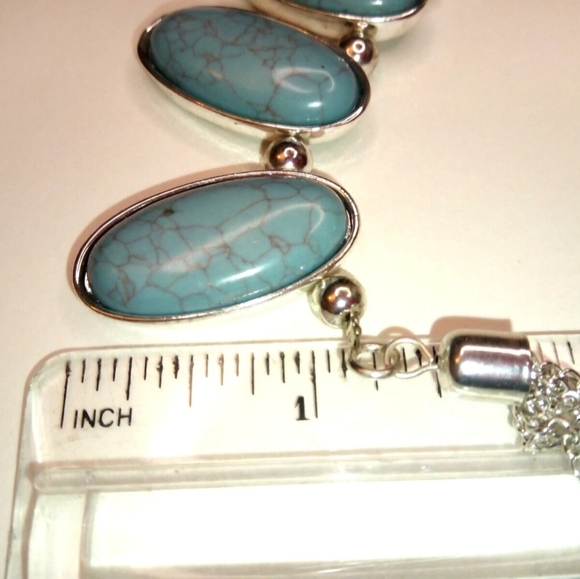 NWT Erica Lyons Faux Turquoise Multi Strand Silver Tone Necklace - Picture 9 of 10